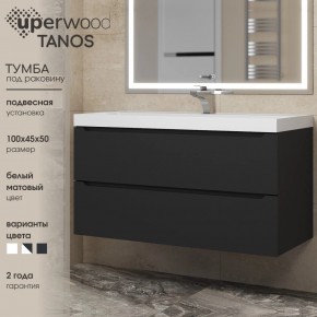 Тумба под раковину Uperwood Tanos 100 см, подвесная, черная матовая в Дегтярске - degtyarsk.ok-mebel.com | фото 3