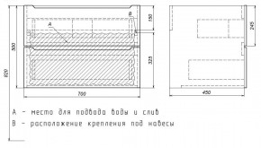 Тумба под раковину Uperwood Tanos 70 см, подвесная, белая/графит в Дегтярске - degtyarsk.ok-mebel.com | фото 7