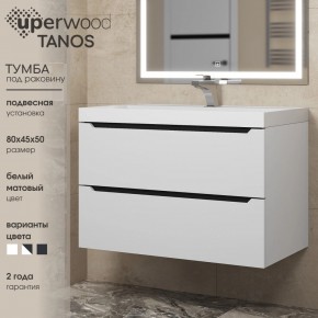 Тумба под раковину Uperwood Tanos 80 см, подвесная, белая/графит в Дегтярске - degtyarsk.ok-mebel.com | фото 3