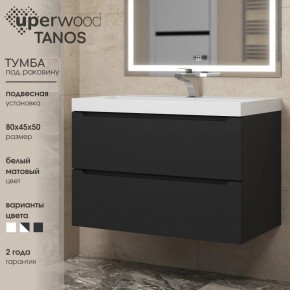 Тумба под раковину Uperwood Tanos 80 см, подвесная, черная матовая в Дегтярске - degtyarsk.ok-mebel.com | фото 3