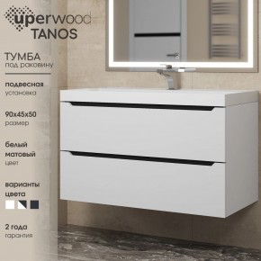Тумба под раковину Uperwood Tanos 90 см, подвесная, белая/графит в Дегтярске - degtyarsk.ok-mebel.com | фото 3